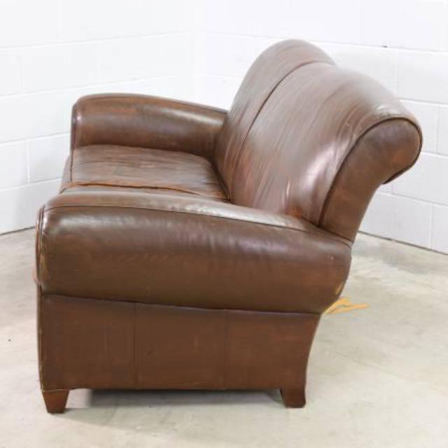 Distressed Brown Leather Loveseat Sofa | Loveseat Vintage Furniture San Diego