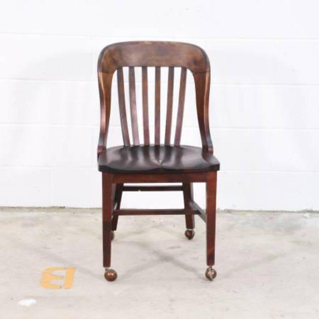 Wooden Desk Chair w/ Wheels | Loveseat Vintage Furniture ...